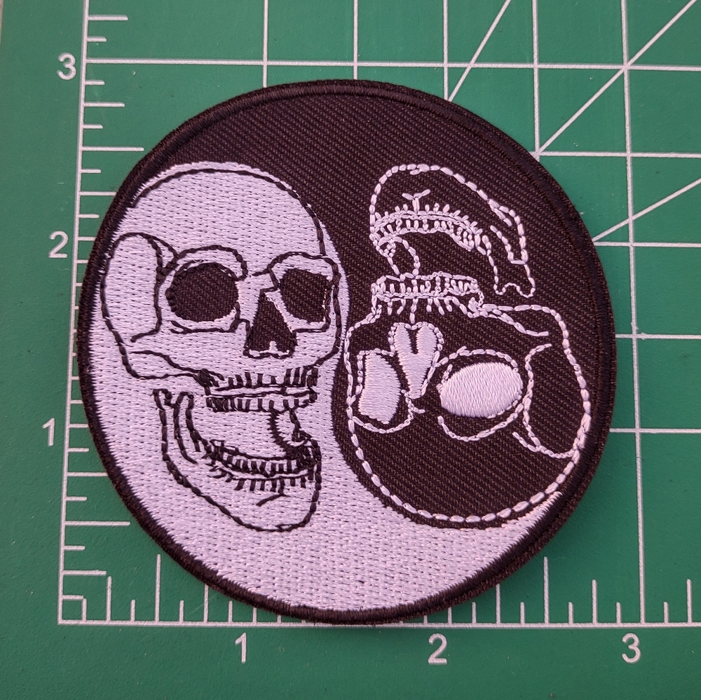 2/$10 Black and White Yin Yang Skull Embroidered Patch